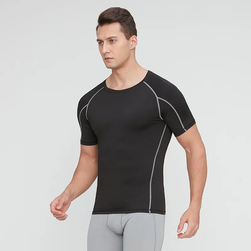 Custom logo 88% Polyester 12% Spandex Workout Sportswear Gym Clothing  Fitness Plain Blank Men Training T Shirt