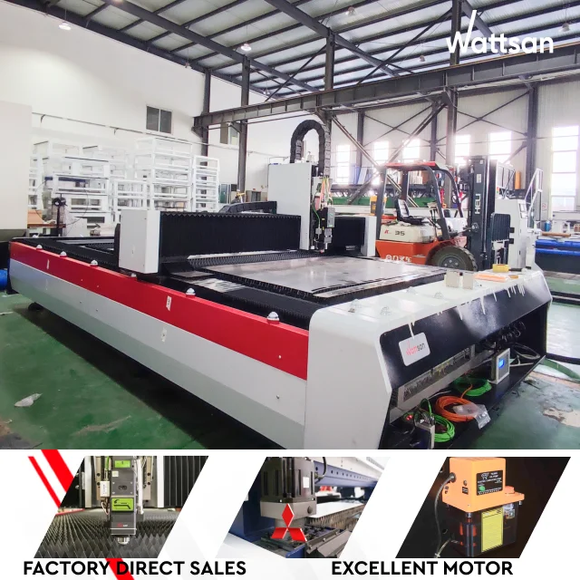 Wattsan 1325 E Raycus IPG Laser Cnc 1000W 2KW  Aluminium Steel Brass Fiber Laser Machine Cutting Sheet Metal Cutter