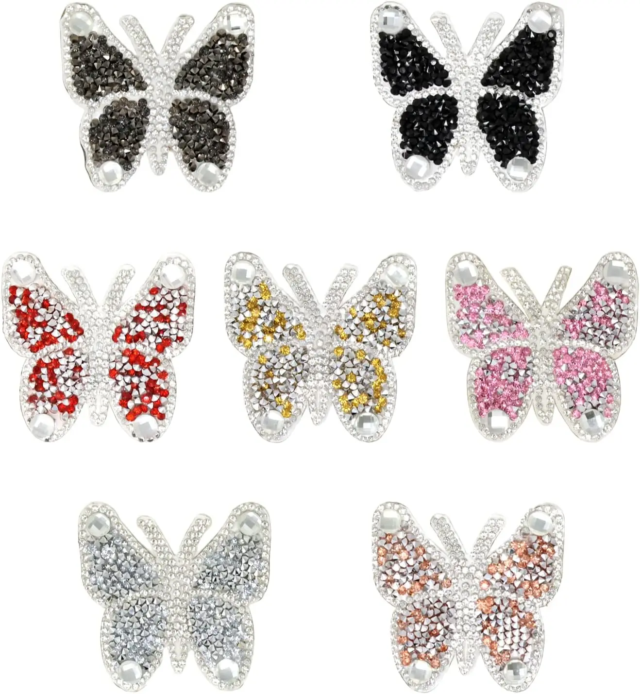 Custom Pattern Logo Heat Transfer Crystal Appliques Clothing Decorative Glitter Sticker Butterfly Rhinestone Patches for Clothes
