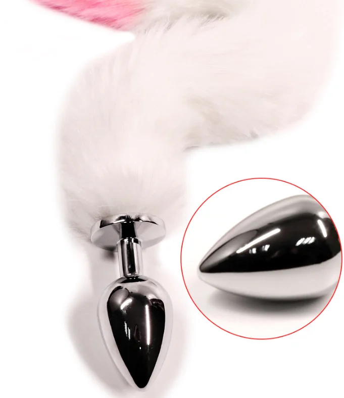 Hot Sales Women's Stainless Steel Metal Anal Plug Fox Tail Rear Court  Design Adult Sex Toy