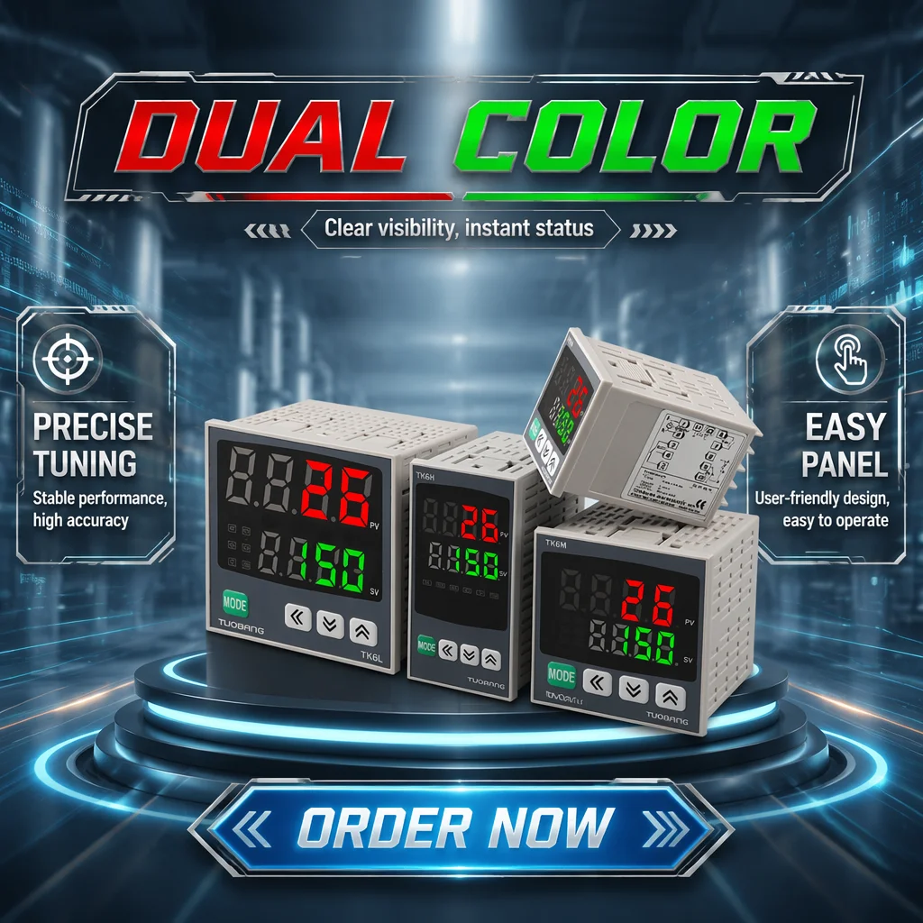 TUOBANG TK6L Series PID Temperature Controller, Universal Input Thermocouple RTD Dual Display Thermostat, Relay SSR Dual Output