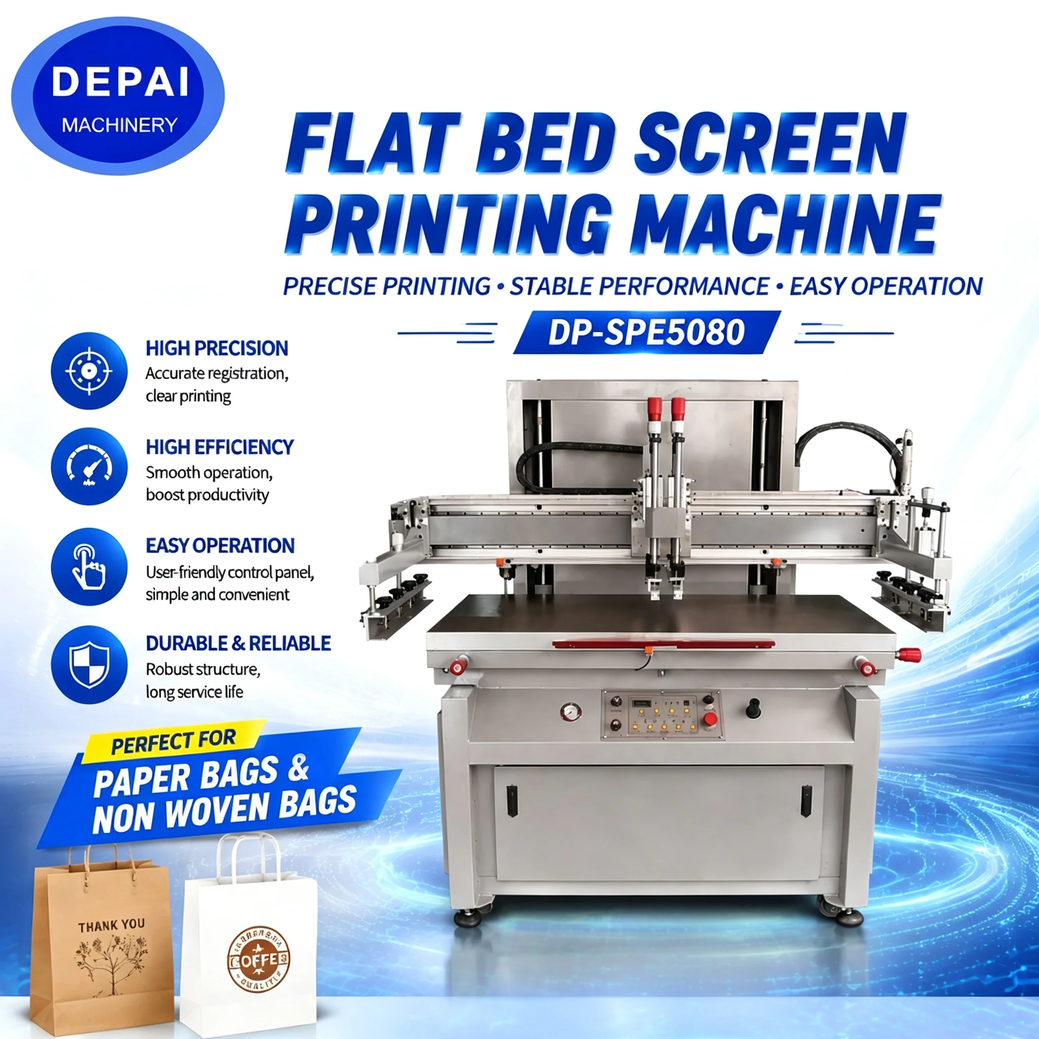 Automatic Silk Screen Printer Pcb Flat Bed Vertical Screen Printing Machine for Paper Bags Nonwoven Material