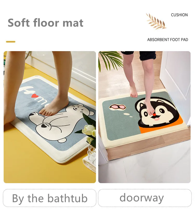 Funny Microfiber Bath Mat Non-Slip Novelty Rabbit & Fox Pattern Soft Absorbent for Household & Hotel Use Bathroom Rug for Floor manufacture