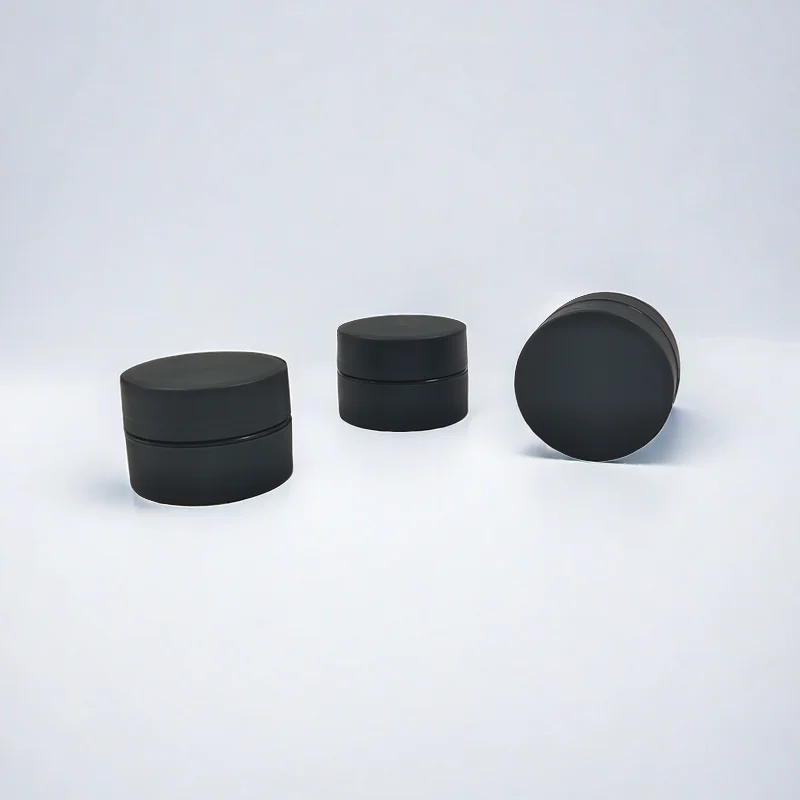60g Matte Black Cosmetic Jar Packaging With Box Empty Face Mask Packaging Cosmetic Double Deck 2oz Jar