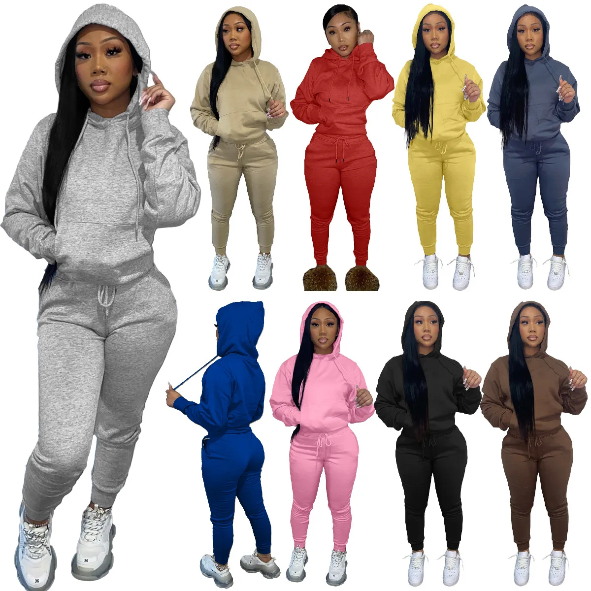 GQ0180 hot sale women winter pants solid color women joggers suits set pants sports casual pants