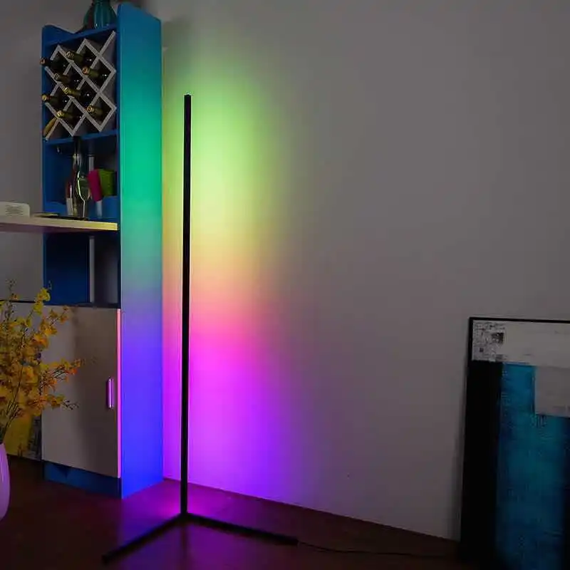 LED Simple Modern Remote RGB Living Room Corner Standing Bedroom Colorful Floor Lamp Corner Led Floor Light
