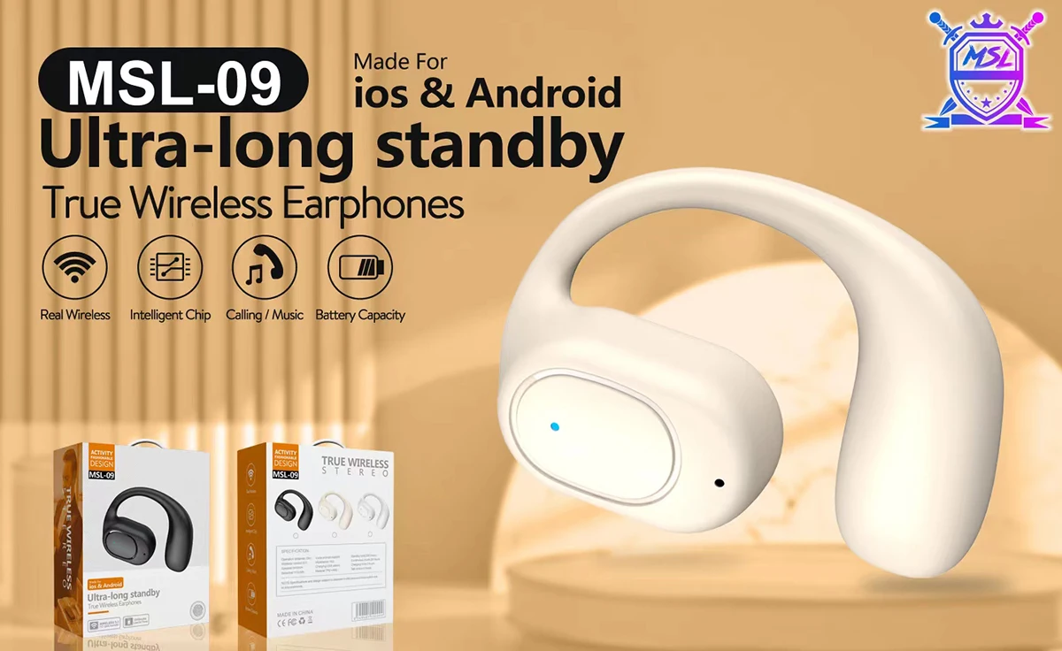 Business Single Ear Bluetooth Earphones MSL-09 Ear Pods Earplug Headphones  Wireless bluetooth