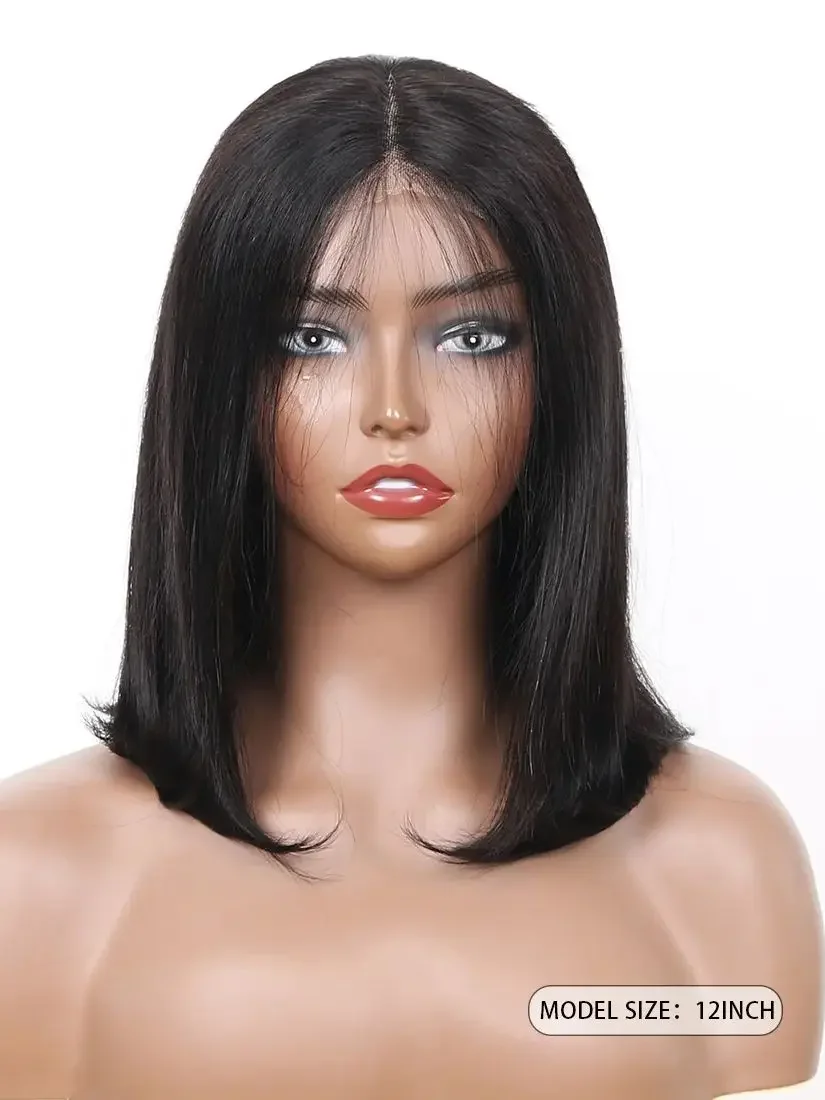 Bob Wig Human Hair Glueless Wigs Pre Plucked Lace Front 180% Density_voghion.com