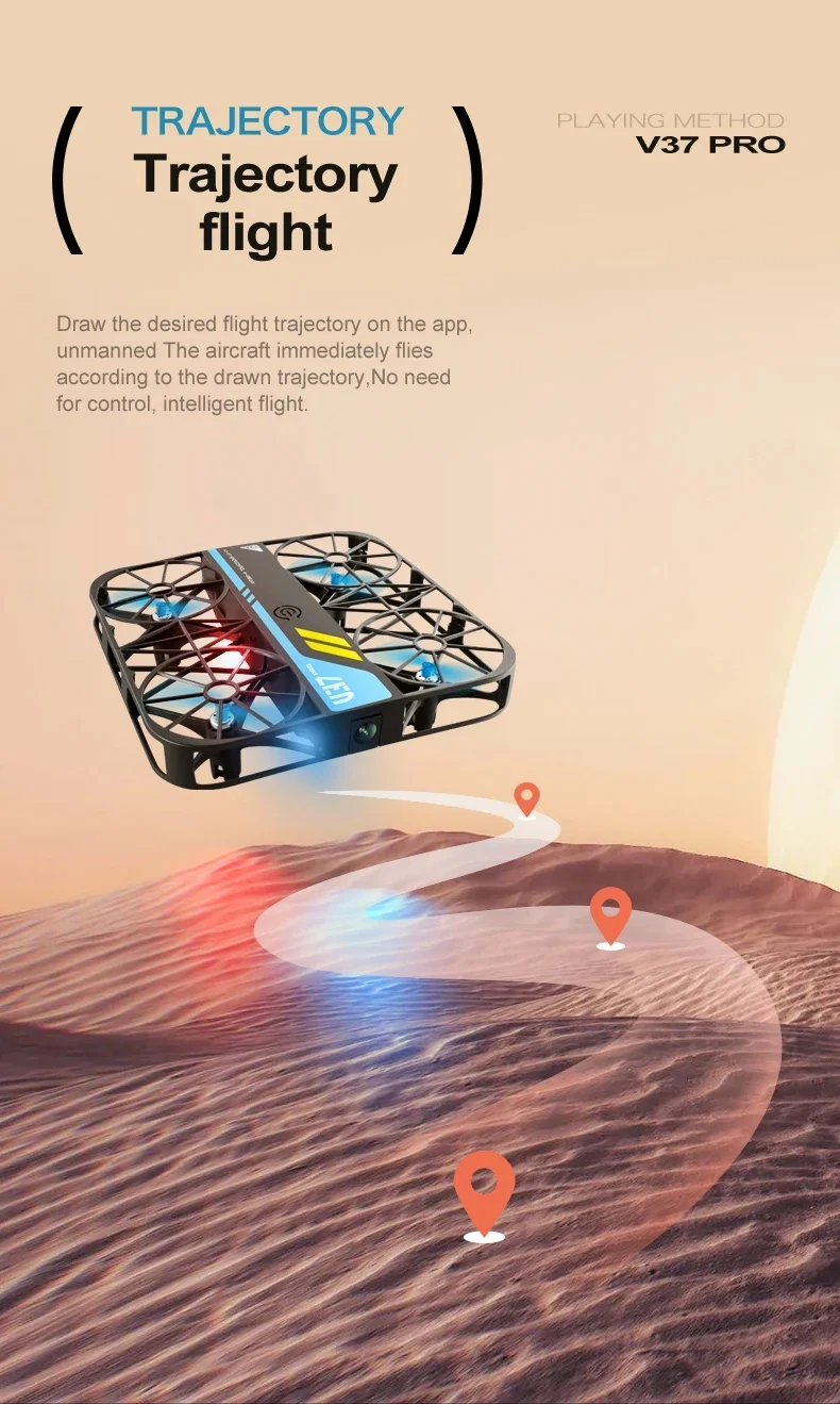 Factory V37 Pro Square Drone 4K HD Camera FPV Live Video Gravity Sensor One Key Take-off Remote Control Small Selfie Drone Toys