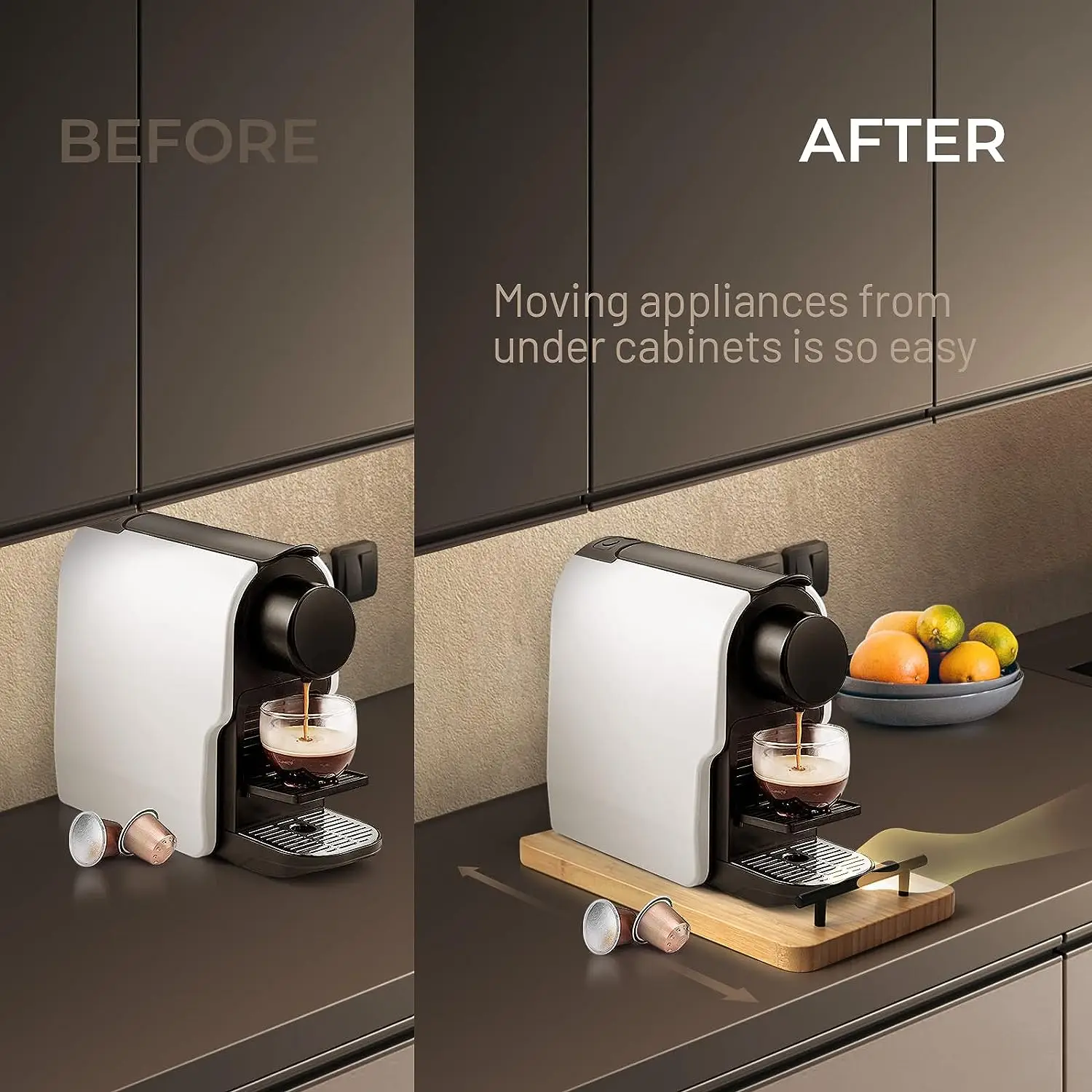 Plateau Coulissant Pour Comptoir De Cuisine - Support Pour Cafetière, Grille-Pain - Rangement Pratique - 7