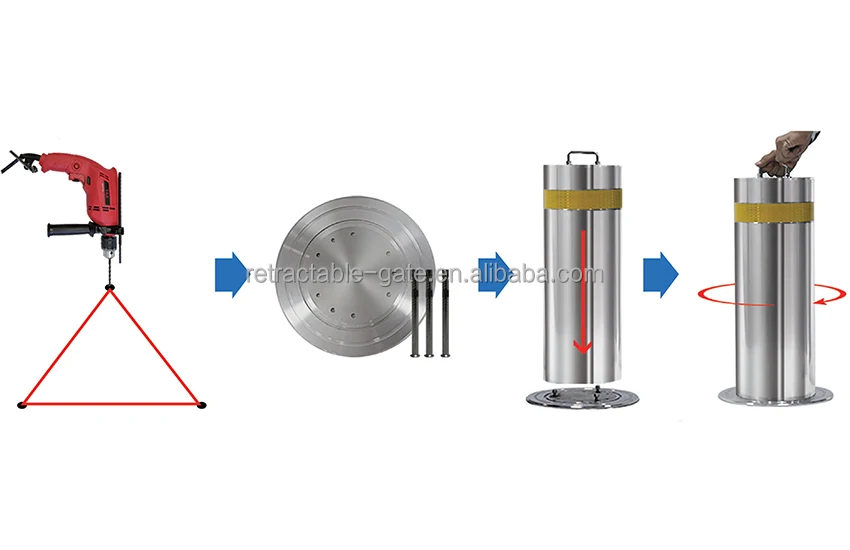Removable Point On Column B1 Level Anti-Terrorism Retractable Hydraulic Parking Bollard Removable ...