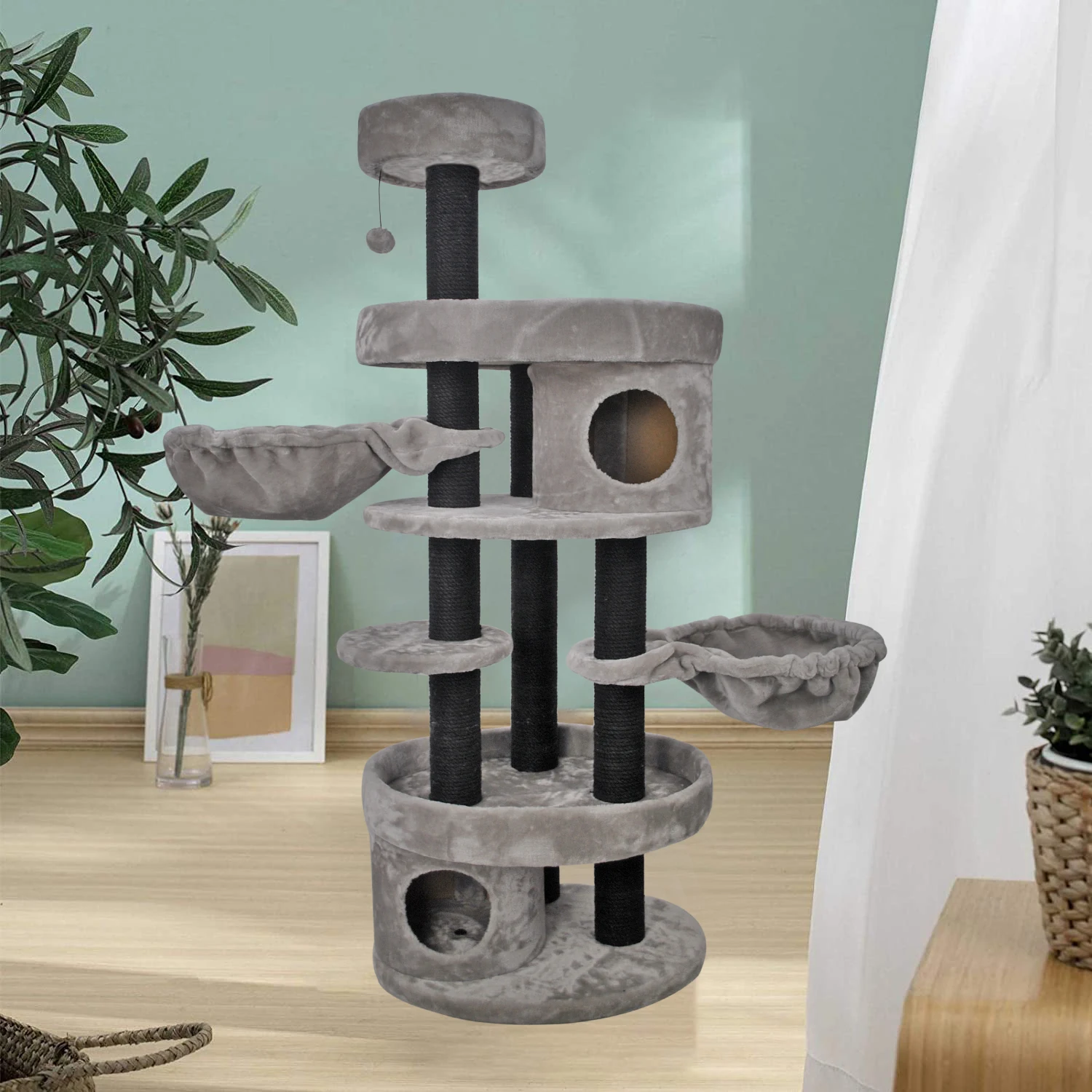 Wood Cat Scratch Tree Kitten Cat Tower Katzenbaum Krabpaal Kratzbaum