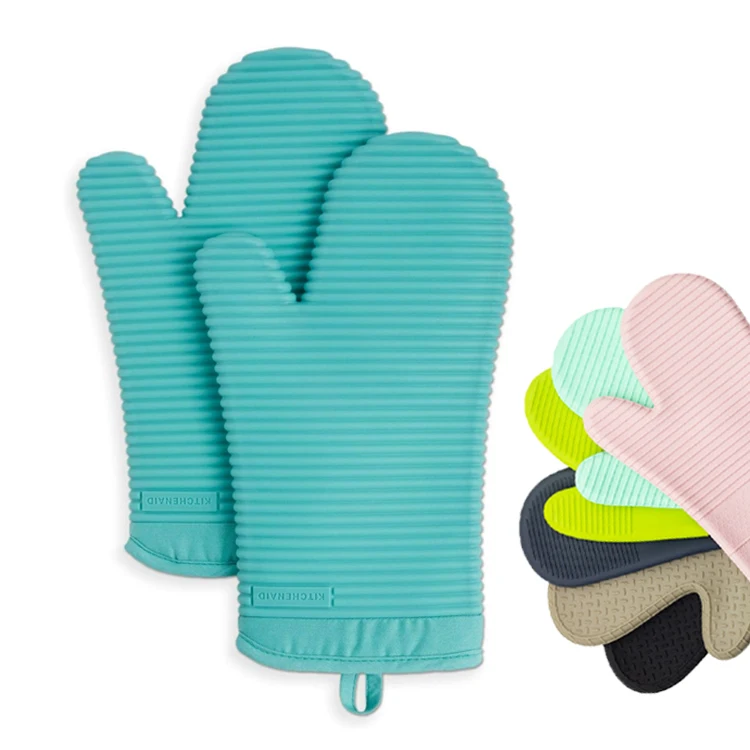 Термостойкие перчатки для барбекю водонепроницаемые прихватка кухни Нескользящие держатели кастрюль на заказ Силиконовые Прихватки духовки