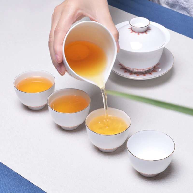 Wholesale Handmade Hand-painted White Porcelain Tea Set Chinese Porcelain Ceramic Tea Set factory