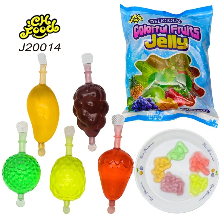 Custom China 24pcs Fruit Shape Jelly Pudding Wholesale Mango Grape Apple Pineapple Strawberry Jelly Candy Supplier