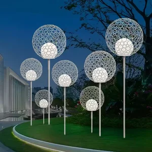 Factory Direct Price Led Pole Lights Outdoor Waterproof IP65 Park Decorative Hollow Ball Light square Villa Park Lawn Lamp