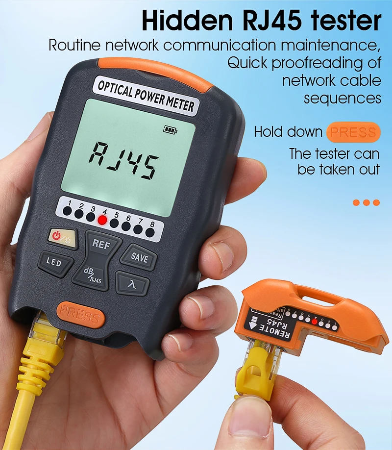 COMPTYCO Good price Handheld Fiber Optic Tester A-D7/D5 OPM with LED and RJ45 tester Fiber Optic Equipment Optical Power Meter details