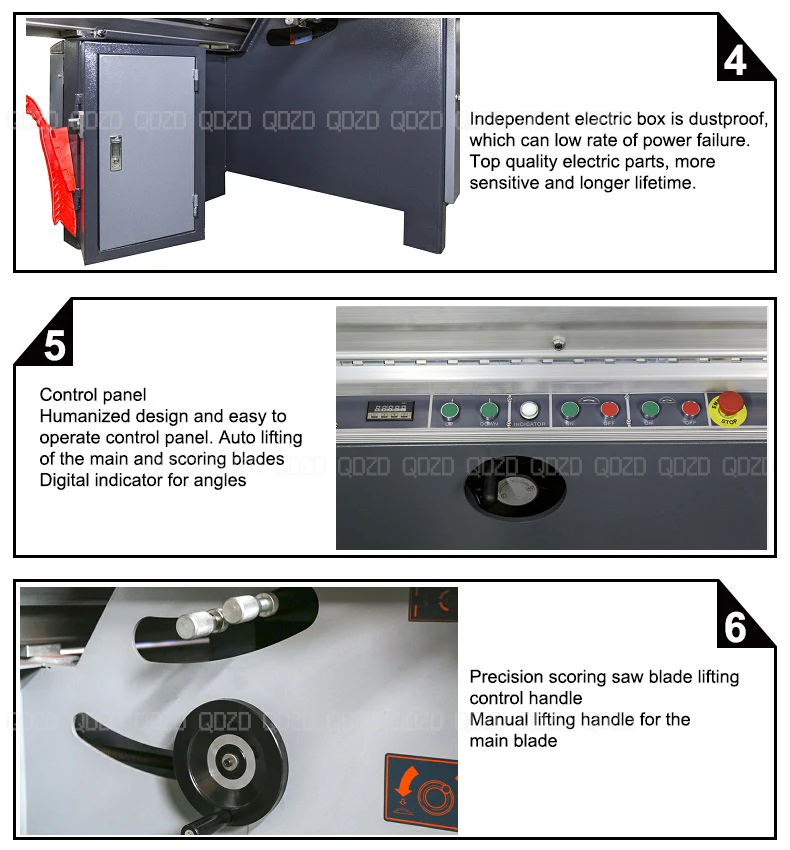 Qingdao ZDV8D Model Horizontal Table Saw for Woodworking Sliding Design Hot Sale Circular Saw with Motor Blade Wood Cutting Tool