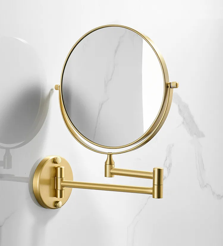 Modern Brushed Gold Wall Mount Folding Makeup Mirror Metal Frame Bathroom Vanity Mirror - Buy ...