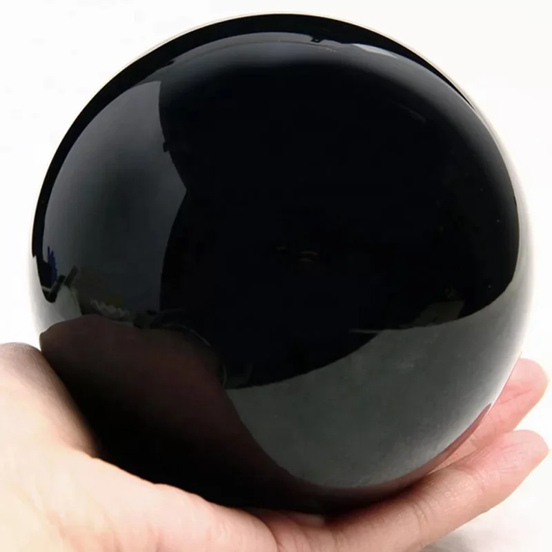 磨き上げられた大理石の球体、クォーツのダーククリスタルボール、黒