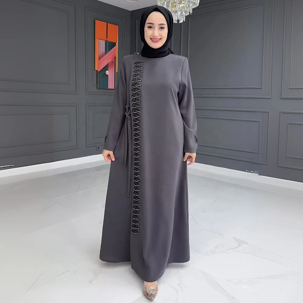 Winter Modest Muslim Solid Abaya  Islamic Clothing Plus Size Abaya Front Zipper Open Cardigan Kaftan Turkish Dubai Muslim Dress
