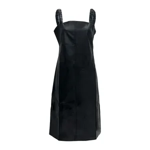 Clothing Manufacturers Custom Spring Summer Autumn Sleeveless Twisted Rope Sling Mini Bodycon Leather Women Dress