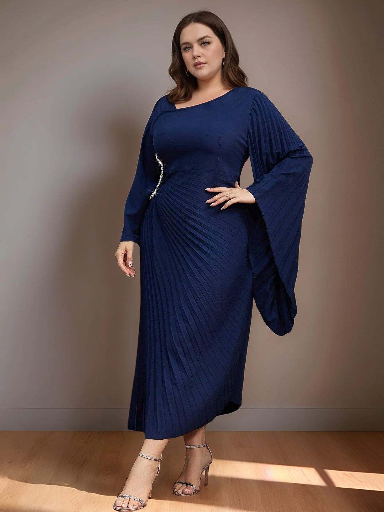 plus size asymmetric pleated dress Chic Asymmetrical Neck Ruffles Pleated Dress for Modern Elegance – AOMEI  DRESS