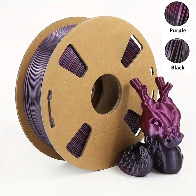 GUCAI 3D Silk Rainbow PLA Filamentos High speed printing filament Gradient PLA color 1.75mm 1kg