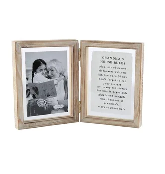 Rustic Rectangle Solid Wood Hinged Frame with Front Glass Pine Wood photo frame