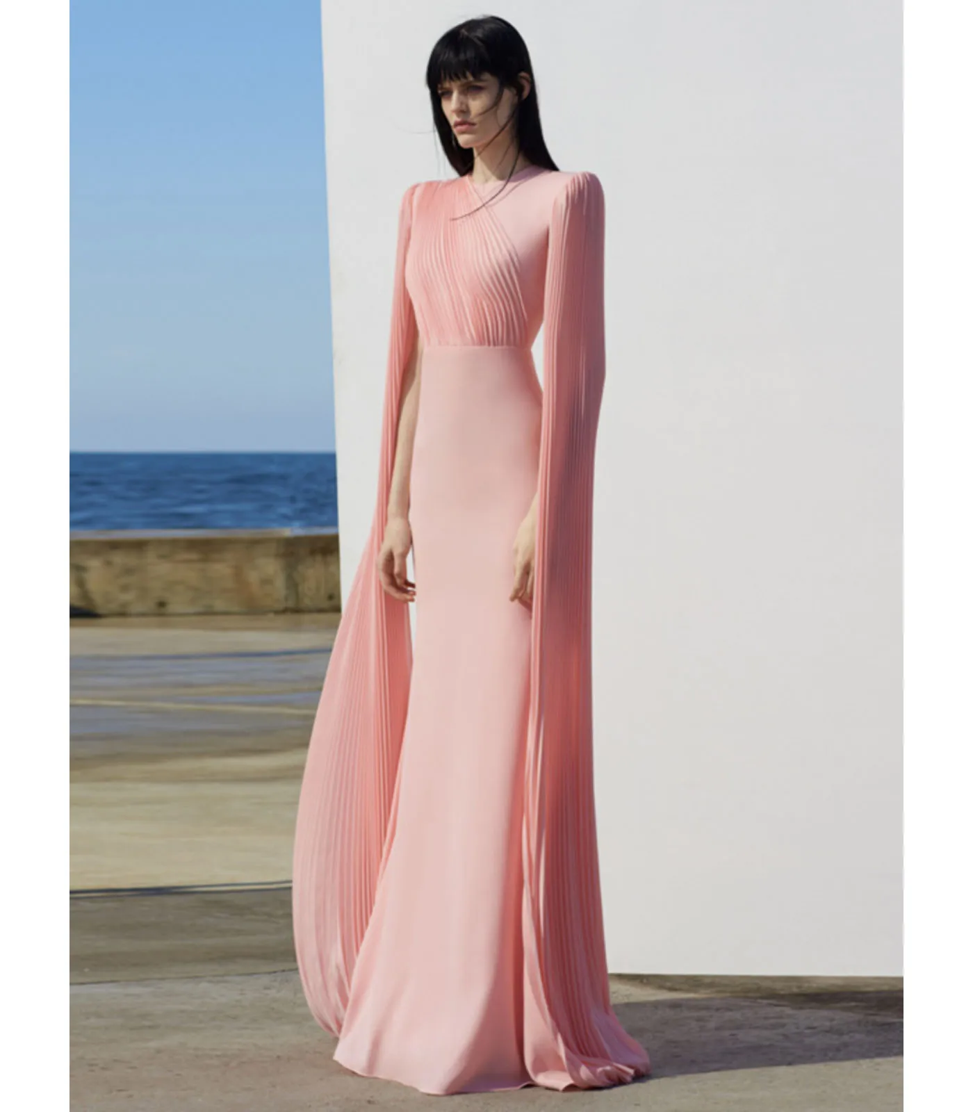 Factory Wholesale Hot Sale Satin Pleated pink Evening Dresses