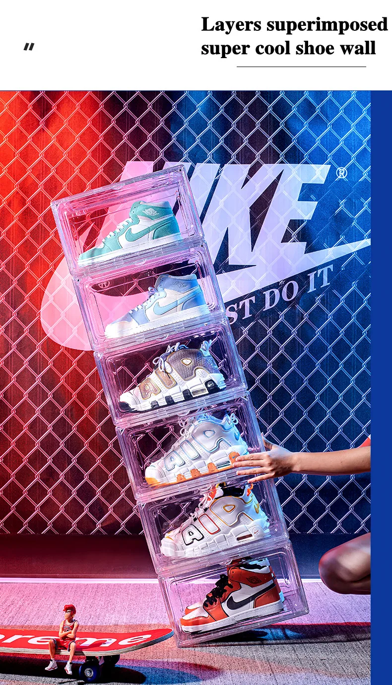 1 Pcs Shoe Containers Plastic Storage Box Display Racks Clear Lid Box