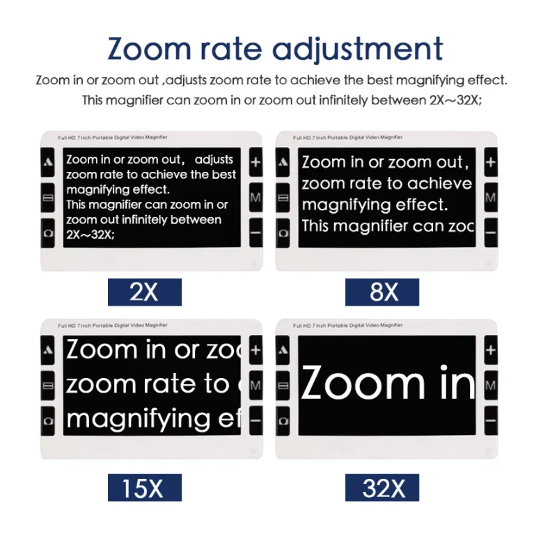 7 Inch Portable Digital Magnifier With Double Camera View Far And Near, Video Magnifier Electronic Reading Aid For Low Vision, 2-32x Zoom, 19 Color - View #8