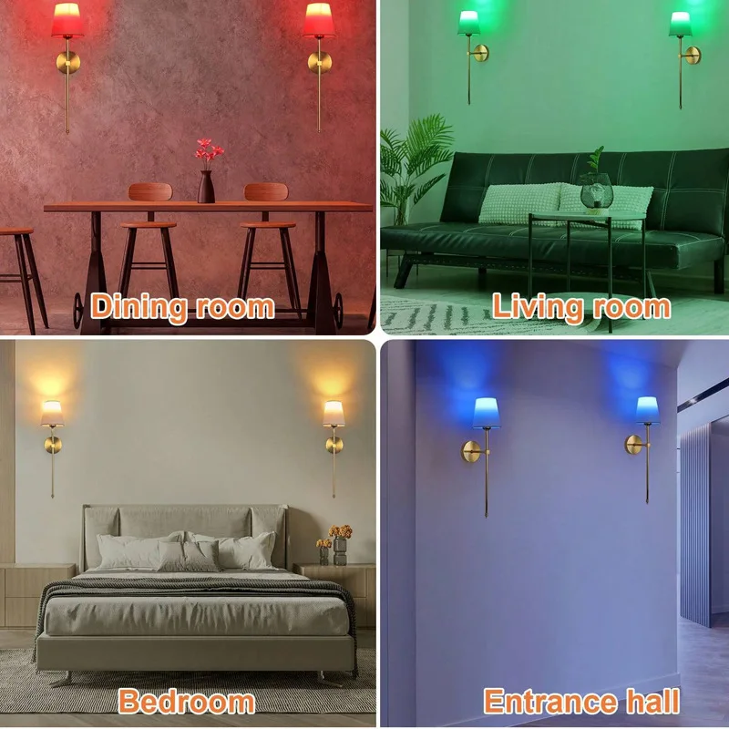 product living room indoor gold rgb dimmable wireless battery operated wall sconce with remote control set of 2 rechargeable wall lights-44