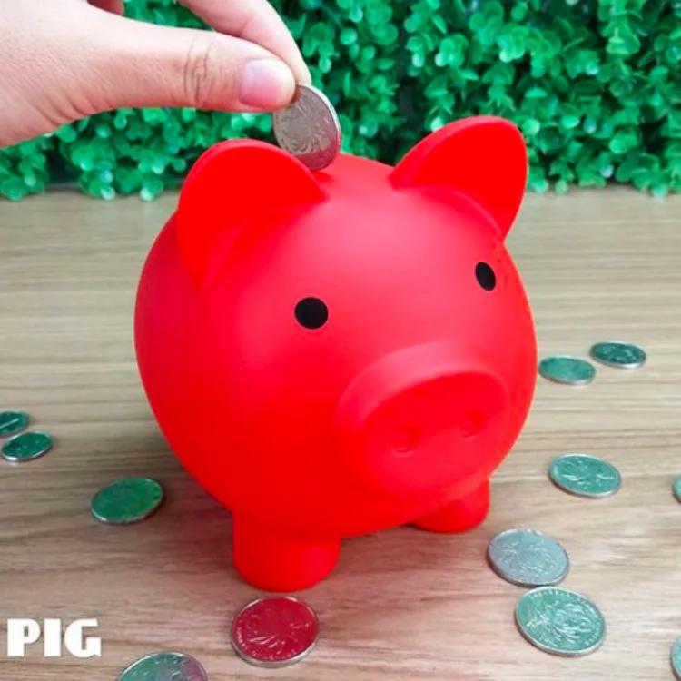 Cute Small PVC Piggy Bank Pig Money Box With Number Pattern Plastic Money Bank Painted With Custom Logo
