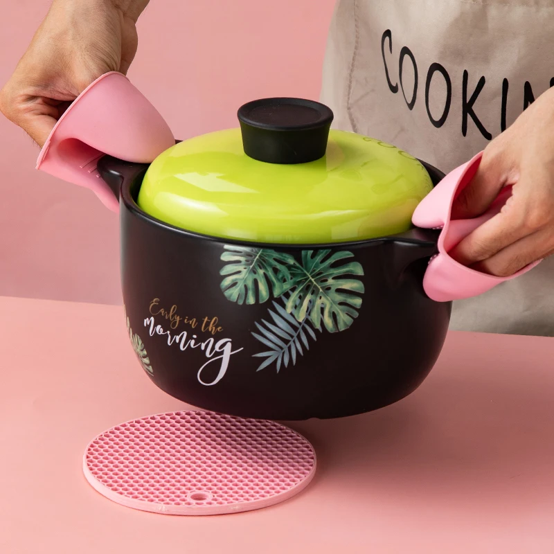 Kitchen Tool Clip Set with Anti-scalding Gloves Hot Plate Gripper Bowl Clips Silicone Rubber Pot Holder Heat Resistant Grips