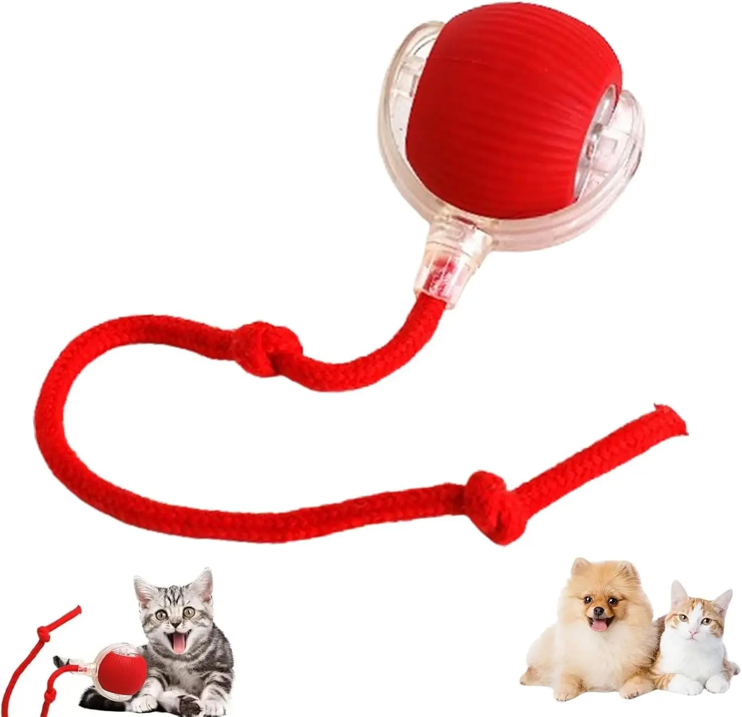 Interactive Cat Toys Balls Interactive Rolling Dog Ball Cat Toys Ball for Indoor Cats with Long Tail Fast Rolling on Carpet