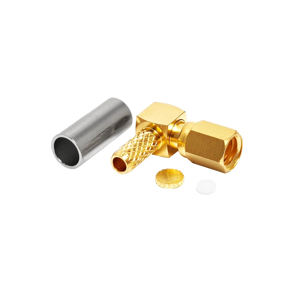 Factory 50 Ohm SSMC Female 90 Degrees Right Angle for RG316 RG174 LMR100 Cable RF Coaxial Connectors in Stock