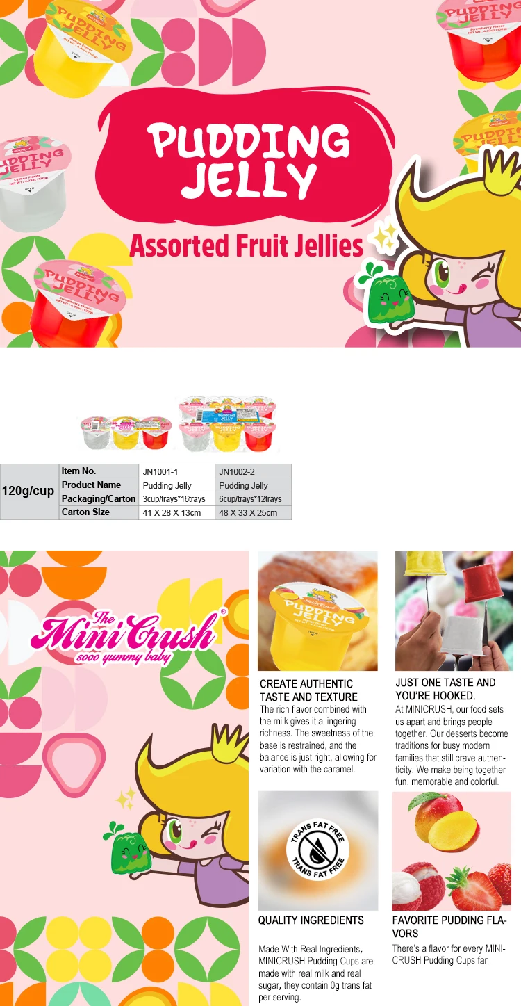 120g Halal Jelly Pudding Minicrush Assorted Fruit Flavor Nata Pudding