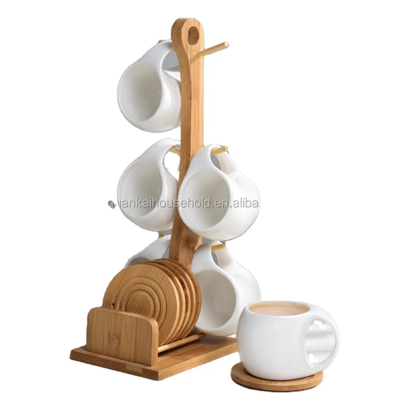 Stylish Cup Drying Rack Stand w/ 6 Hooks Mug Holder Tree for Kitchen Storage