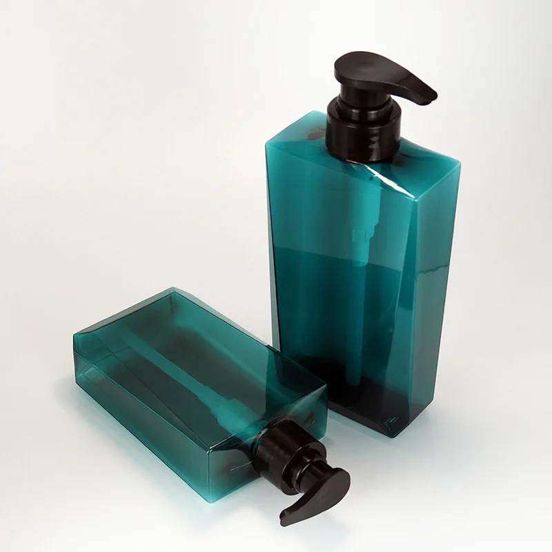 260ml 750ml 1000ml Custom square PETG Skin Care Cosmetics Packaging Container Plastic Shampoo Bottle With Emulsion Pump