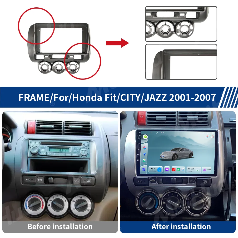 Meihua LHD Dashboard Car DVD Frame Dash Kits for Honda Fit Jazz 2004-2007 Interior Auto Accessories with Canbus Cable