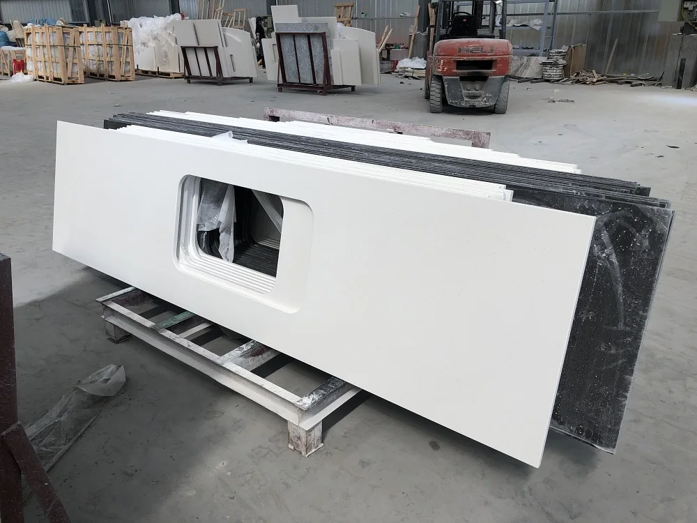 Super Quality Crystal White Quartz Countertop, Kitchen Top Artificial Stone