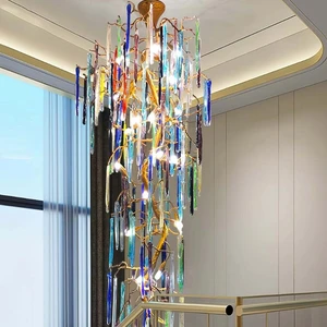 ECOJAS Luxury Glass Chandelier for Hotel Lobby Super Market Wedding Hotel New Design Large Pendent Light