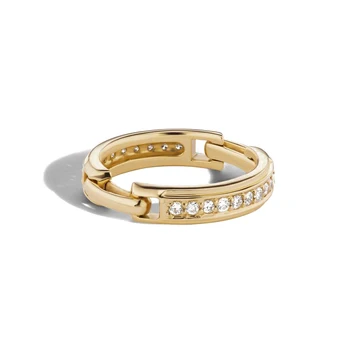 Gemnel 14k Gold plated diamond band with double hinge design link Ring