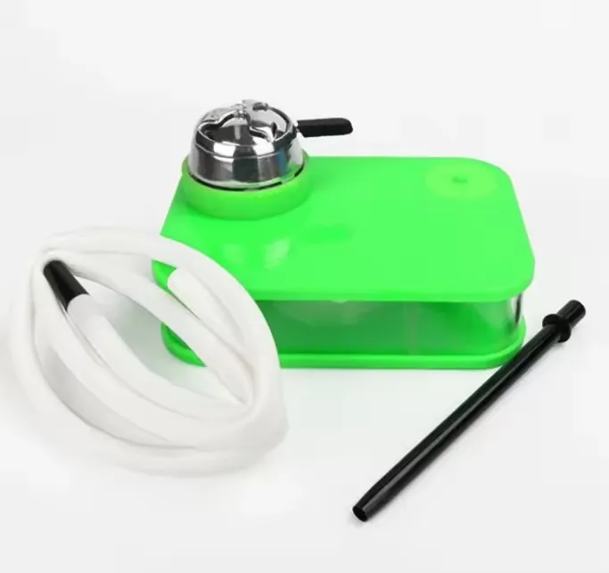 New LED Complete Set Chicha Cachimba Kit Luminous Nargile Acrylic Hookah Portable Square Book Shisha with Leather Hose