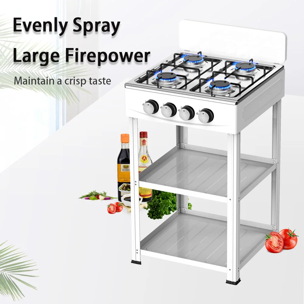 Automatic 4-Burner Tabletop Cooktop Stainless Steel Large Kitchen Stand Gas Stove for Commercial Restaurant Use LP Gas Type