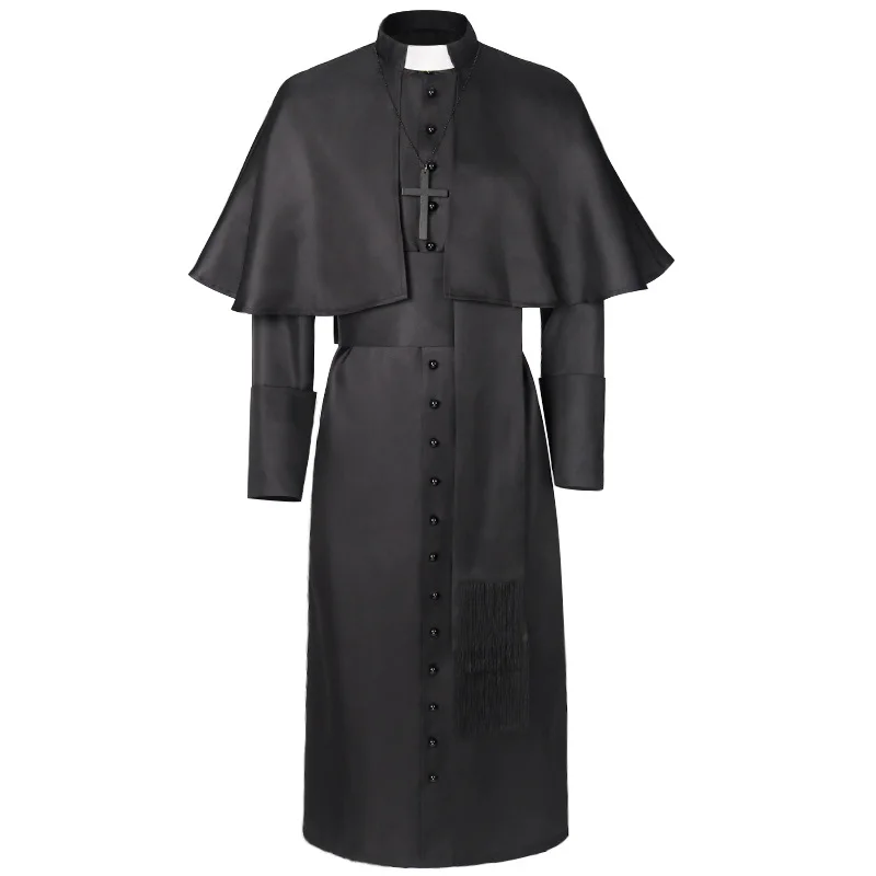 Medieval Priest Costume Catholic Church Religious Roman Pope Pastor Father Costumes Missionary Robe Clergy Cassock