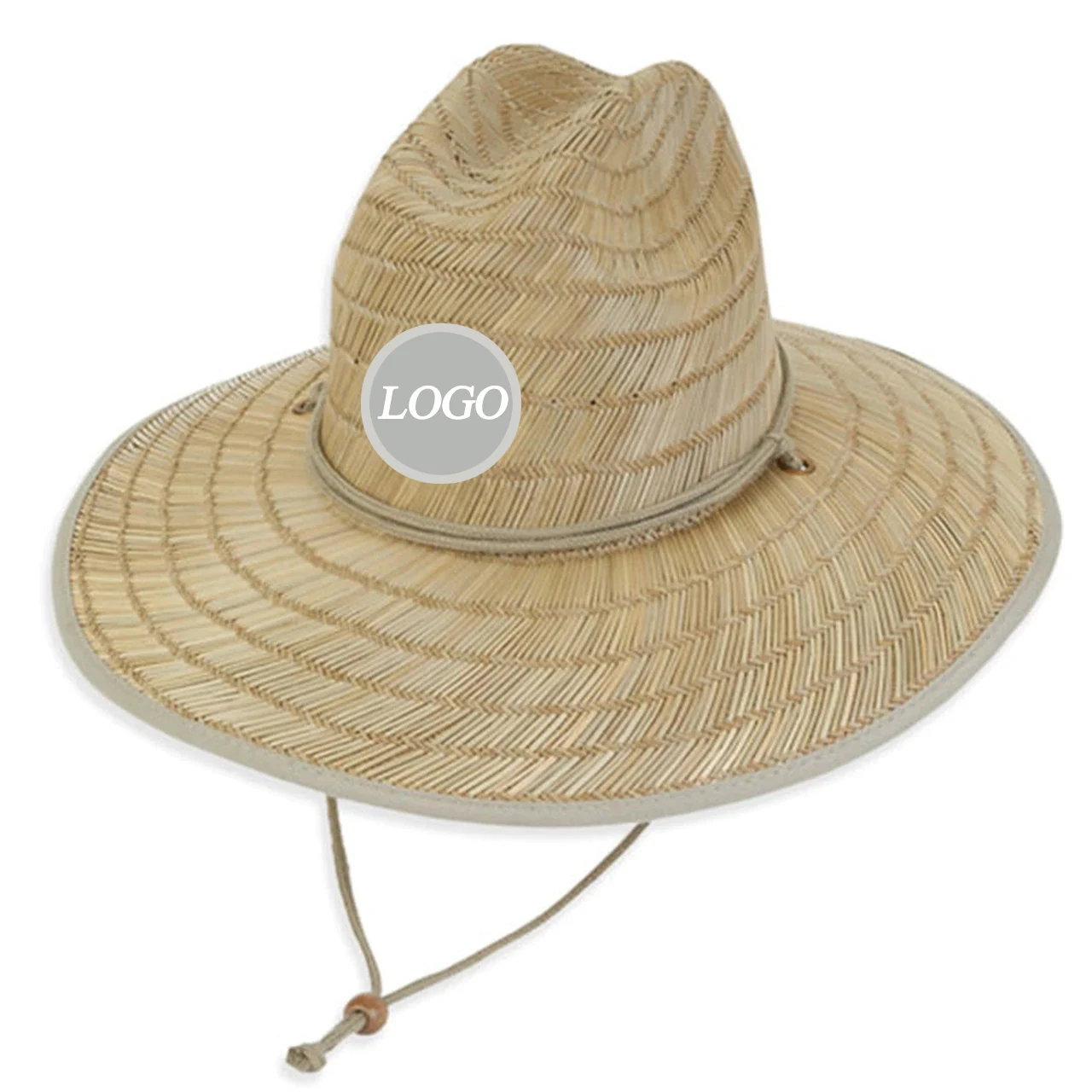 straw hats with company logo