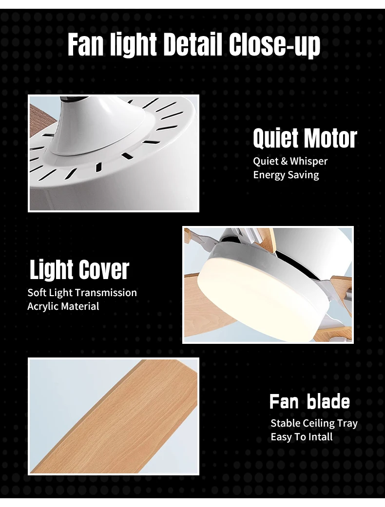 product 52 inch nordic reversible bldc motor ceiling fan lamp with remote control led ceiling fan with light-7