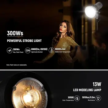 NEEWER Q300 300Ws 2.4G Outdoor Studio Flash with Q Compact Wireless Trigger, 7800mAh Li Ion Battery Powered Strobe Light detail image